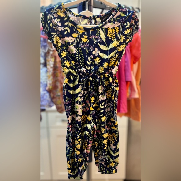 Picapino Other - Girls 12m Floral Jumpsuit with Yellow and Pink Accents